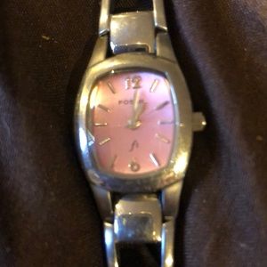 Fossil ladies stainless steel wristband pink face